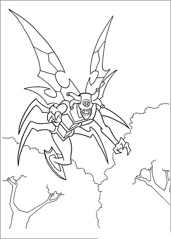 Раскраска Летучее существо с большими крыльями из 
