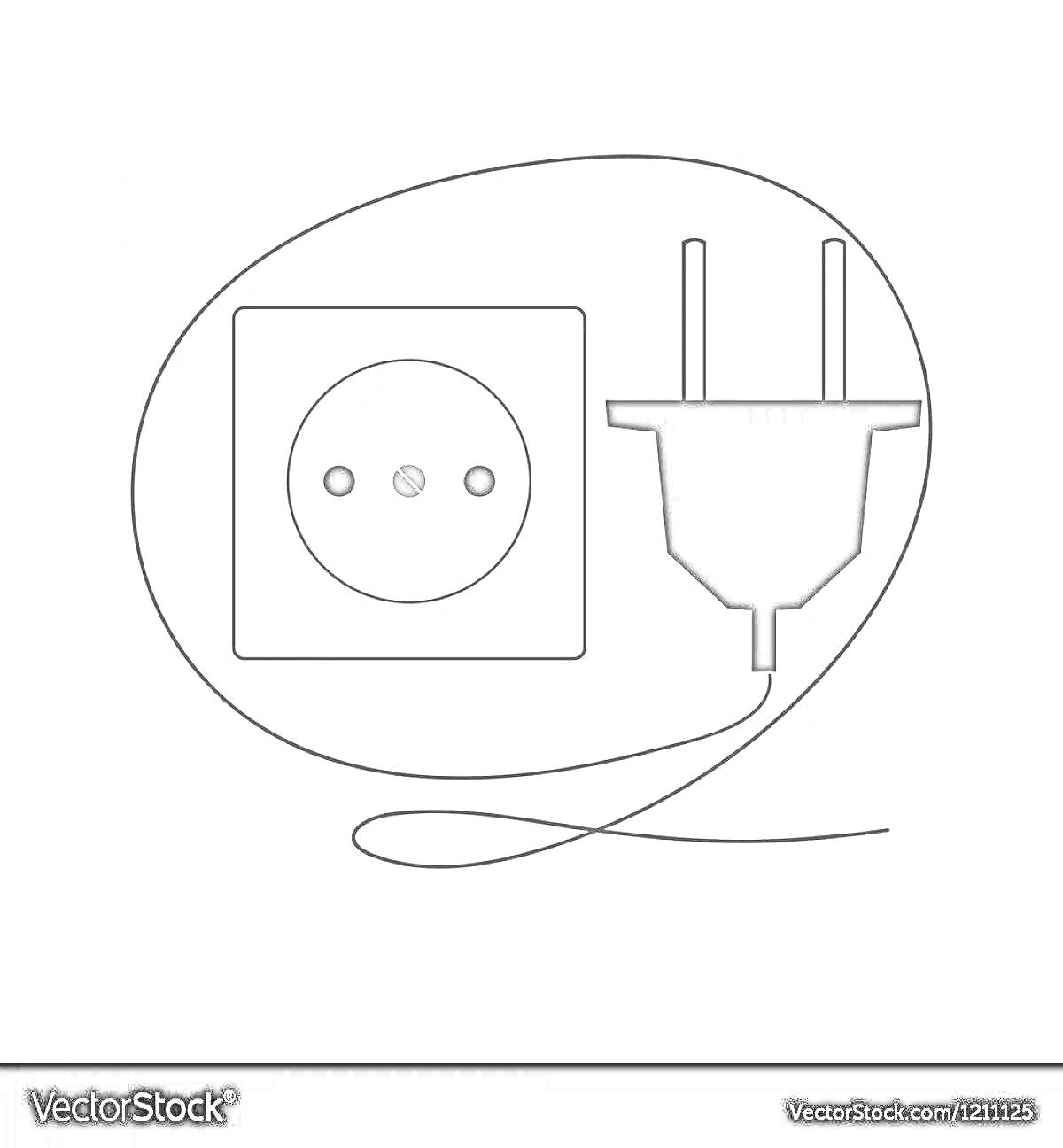 Раскраска Электрическая розетка с вилкой и проводом