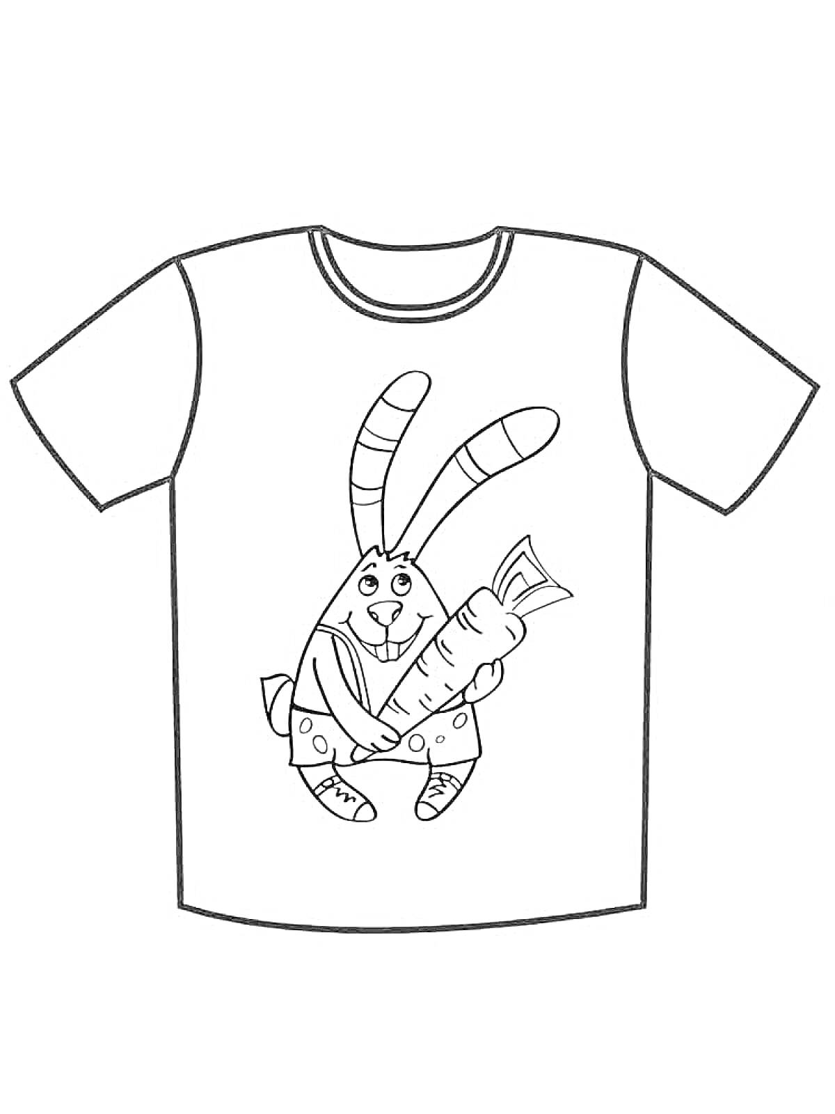 На раскраске изображено: Кролик, Морковь, Одежда, Для детей