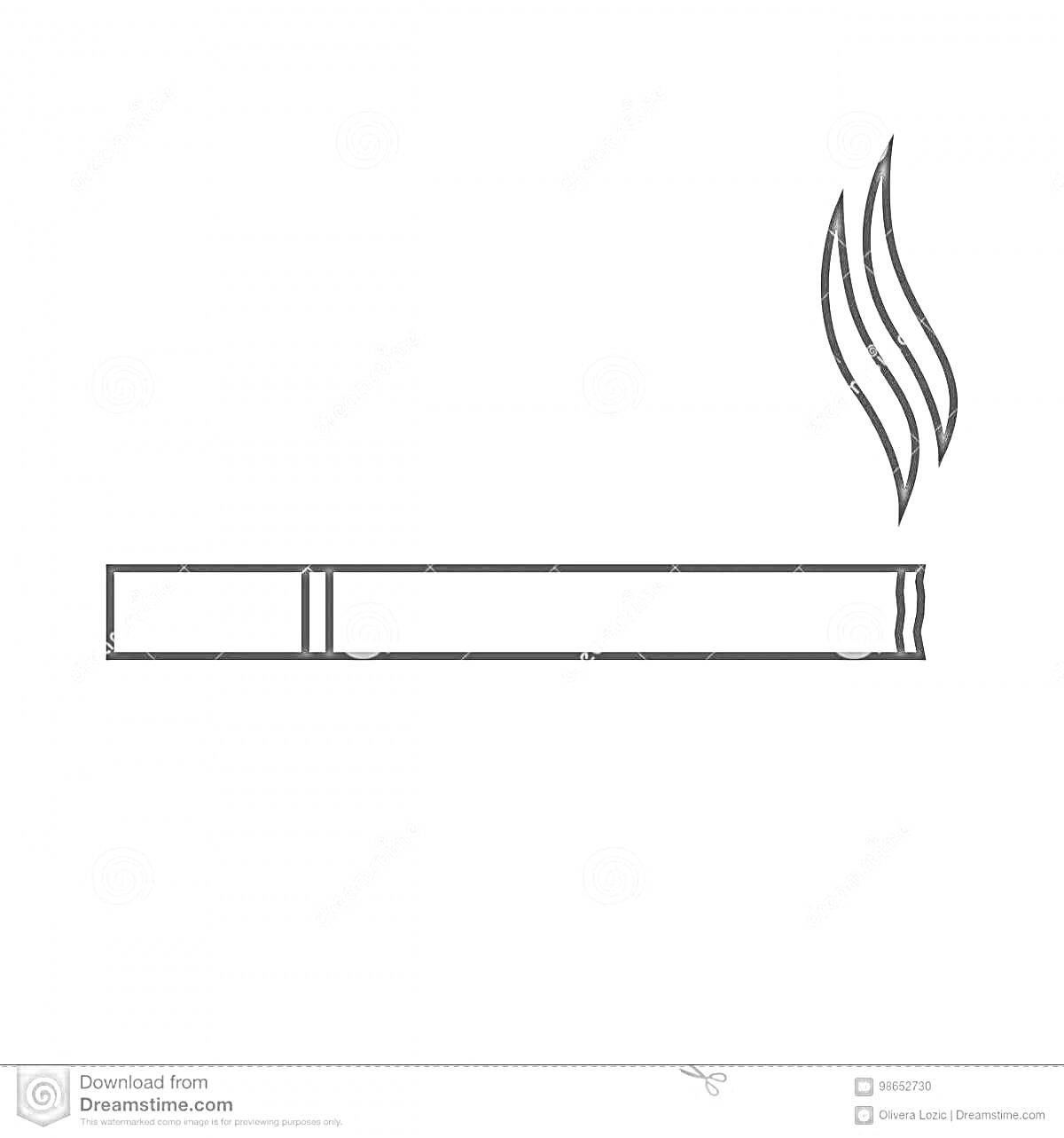 Сигарета с дымом в простом контурном стиле