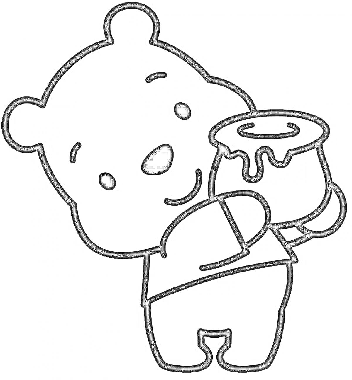 Раскраска Медвежонок с баночкой меда