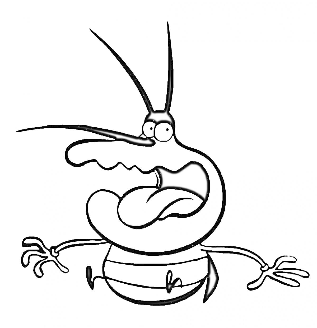Таракан с высунутым языком и поднятыми руками из мультфильма 