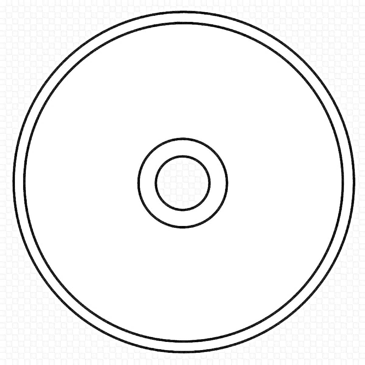 Раскраска Пластинка с центральным отверстием и двумя концентрическими кругами