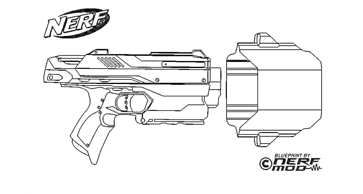 Бластер Nerf с надписями 