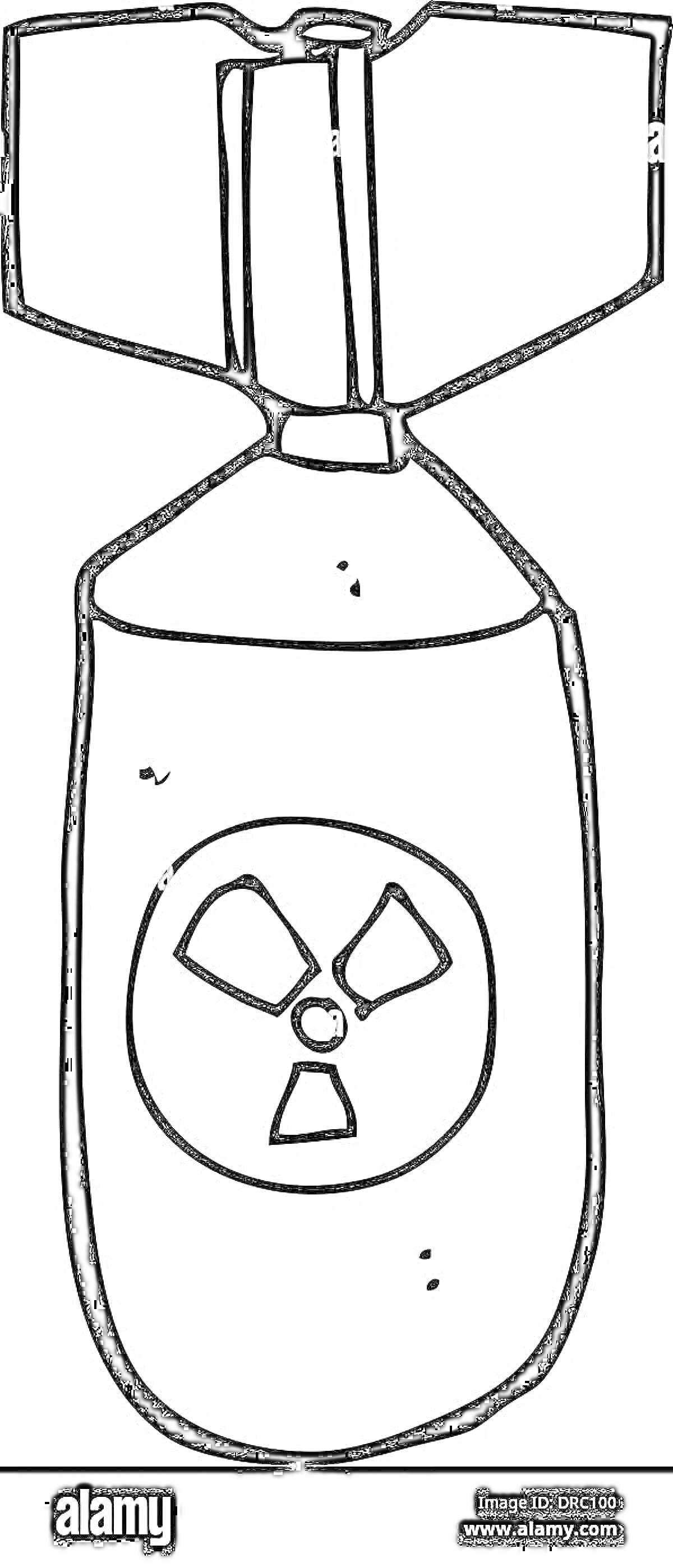 Раскраска Ядерная бомба с радиационным символом