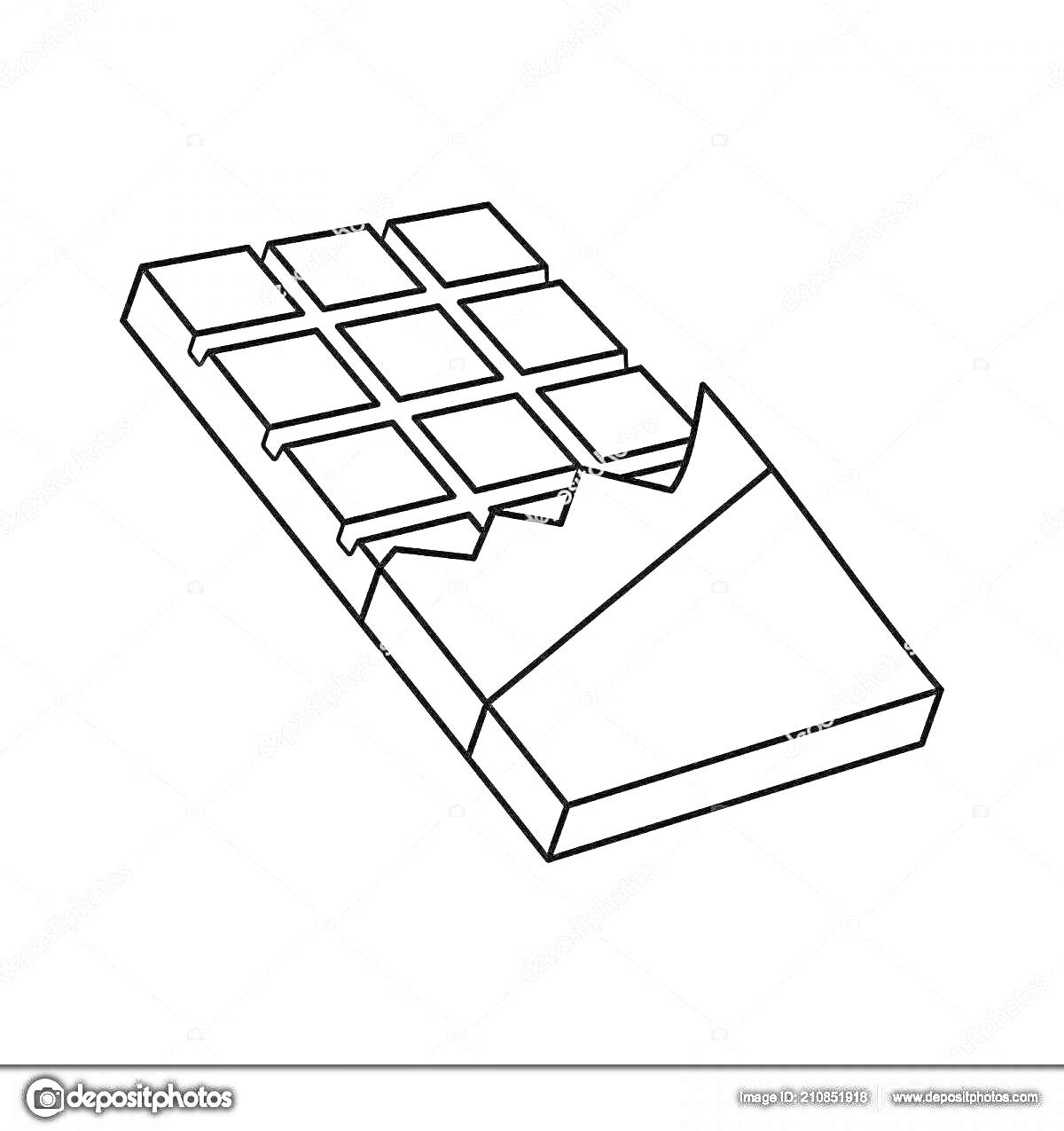 На раскраске изображено: Шоколад, Плитка шоколада, Обертка, Сладости, Еда