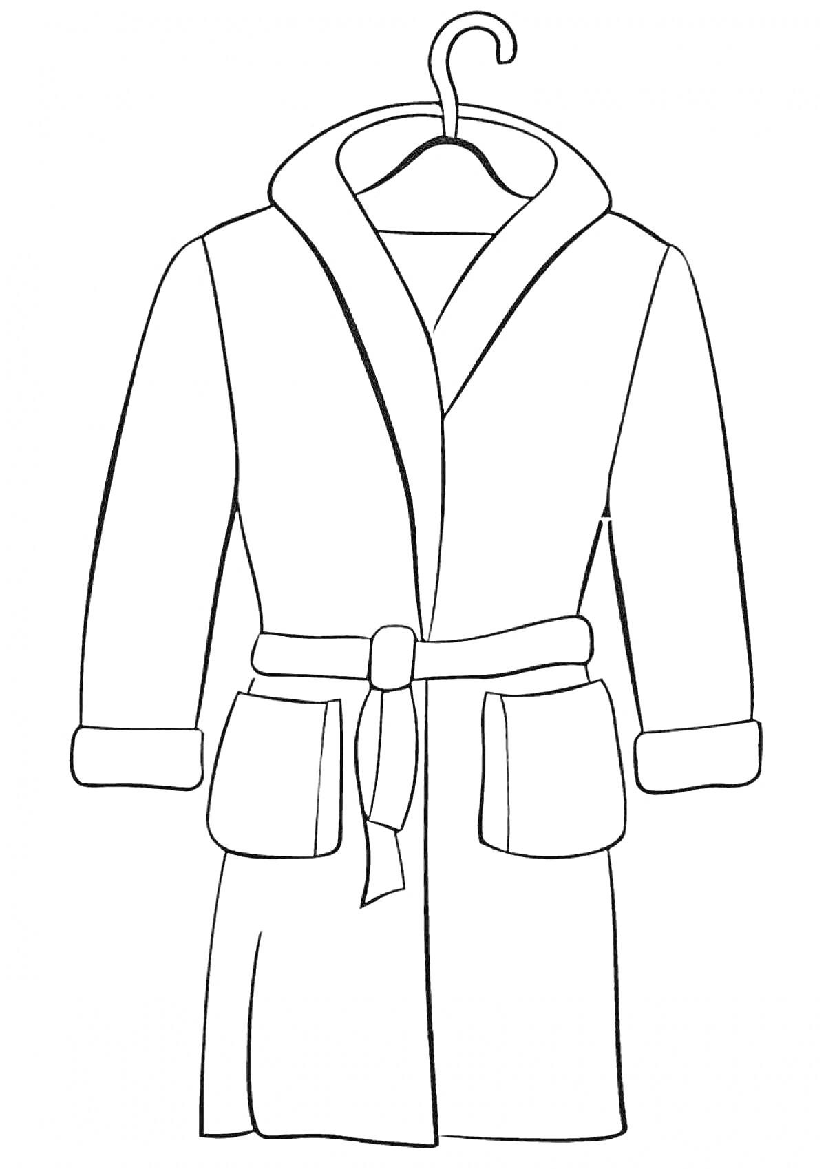 Халат на вешалке с поясом и карманами