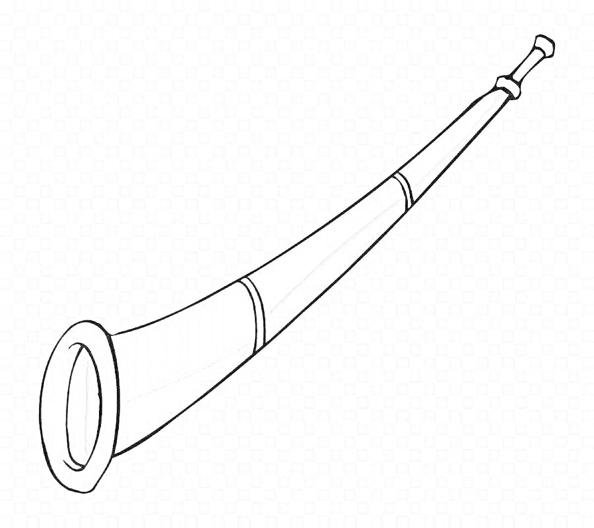 Раскраска Рожок музыкальный инструмент на прозрачном фоне