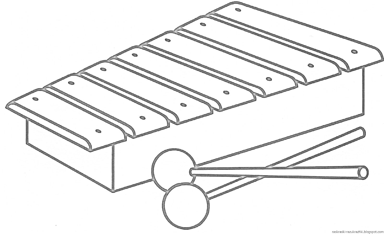 Раскраска Раскраска ксилофон с палочками