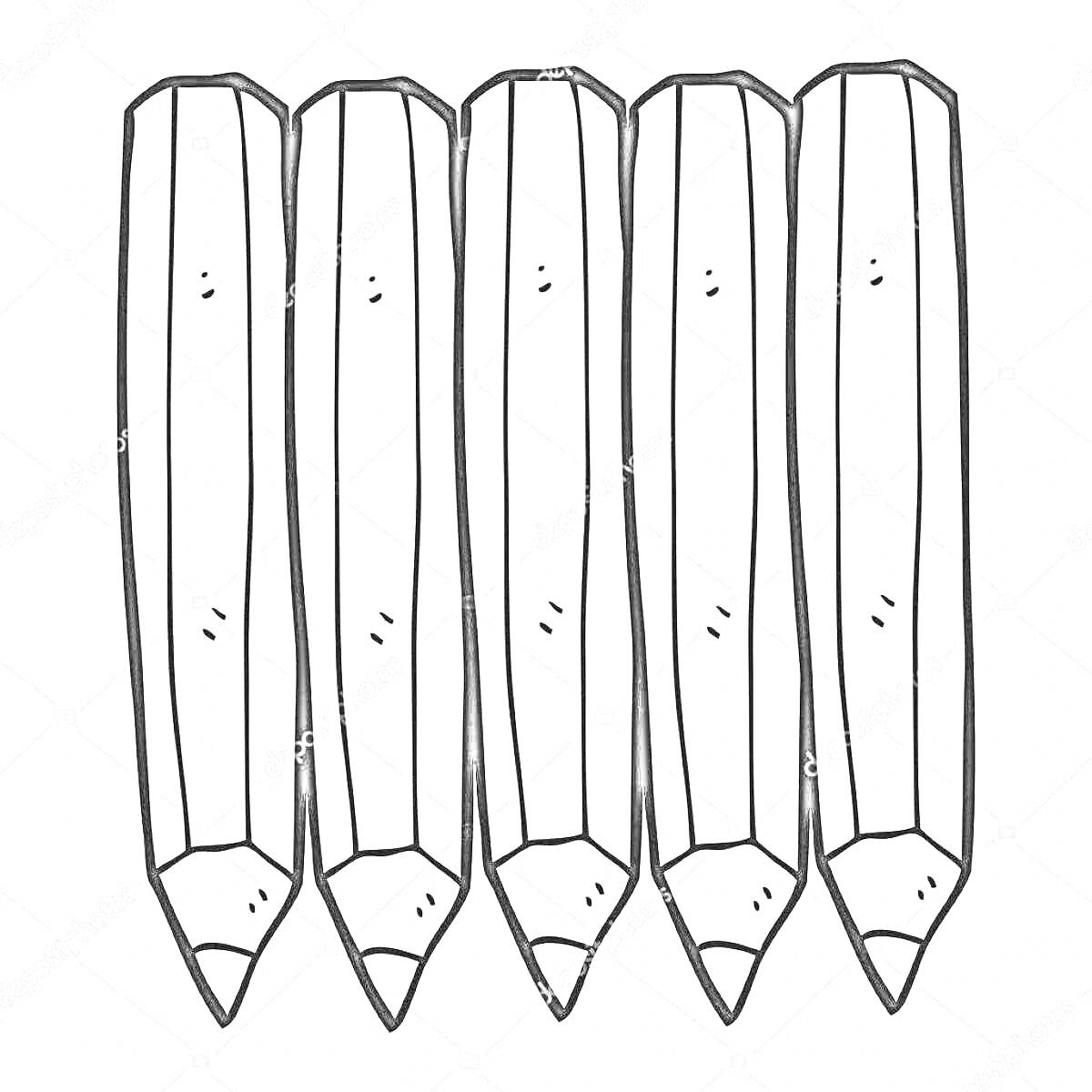 Раскраска Пять карандашей
