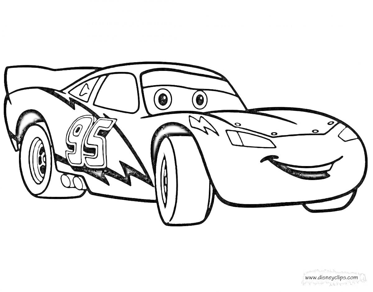 На раскраске изображено: 95, Молния, Улыбка, Для мальчиков