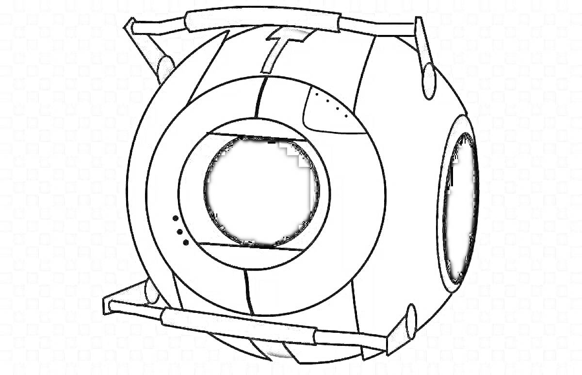 На раскраске изображено: Portal 2, Сфера, Робот, Наука