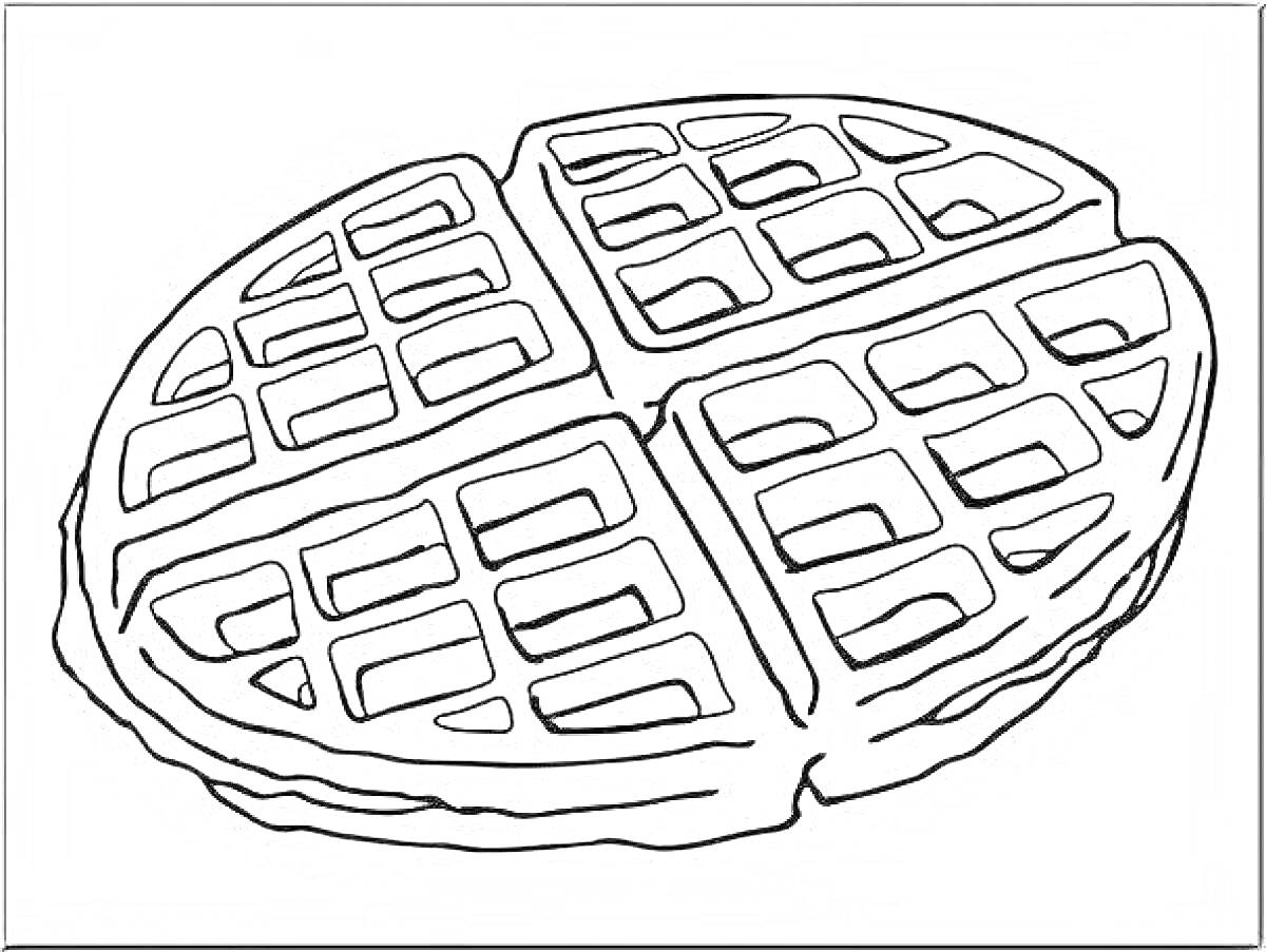 Раскраска Вафли, разделенные на четыре четверти