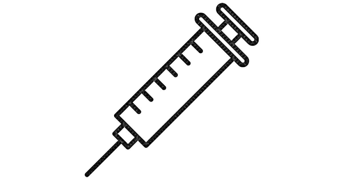 На раскраске изображено: Шприц, Медицина, Медицинский инструмент, Лечение