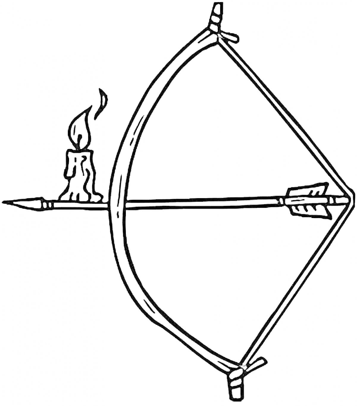 На раскраске изображено: Лук, Стрела, Оружие, Огонь, Средневековье, Стрельба из лука