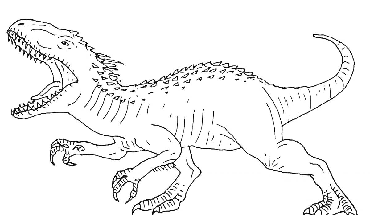 Аллозавр, бегущий с широко открытой пастью