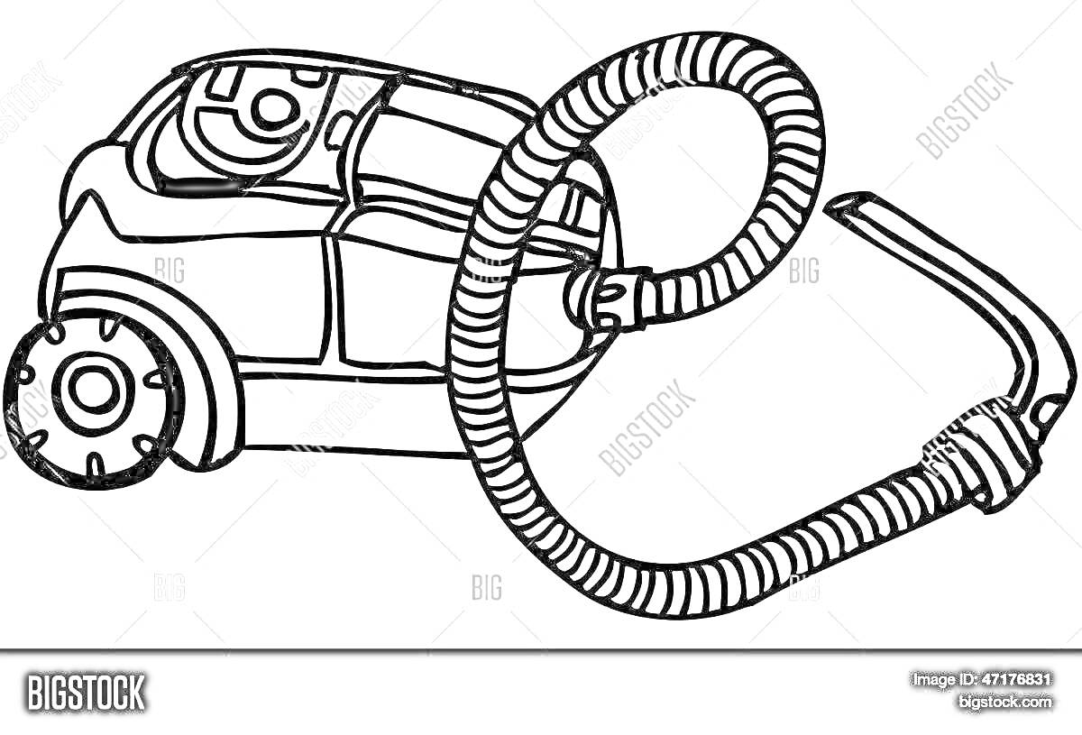 Раскраска Пылесос с трубой и насадкой