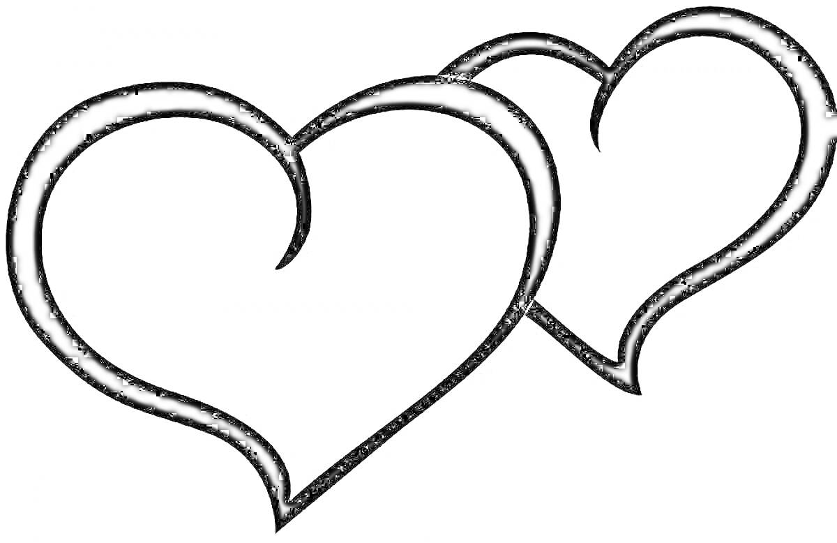 На раскраске изображено: Сердца, Любовь, Контурные рисунки