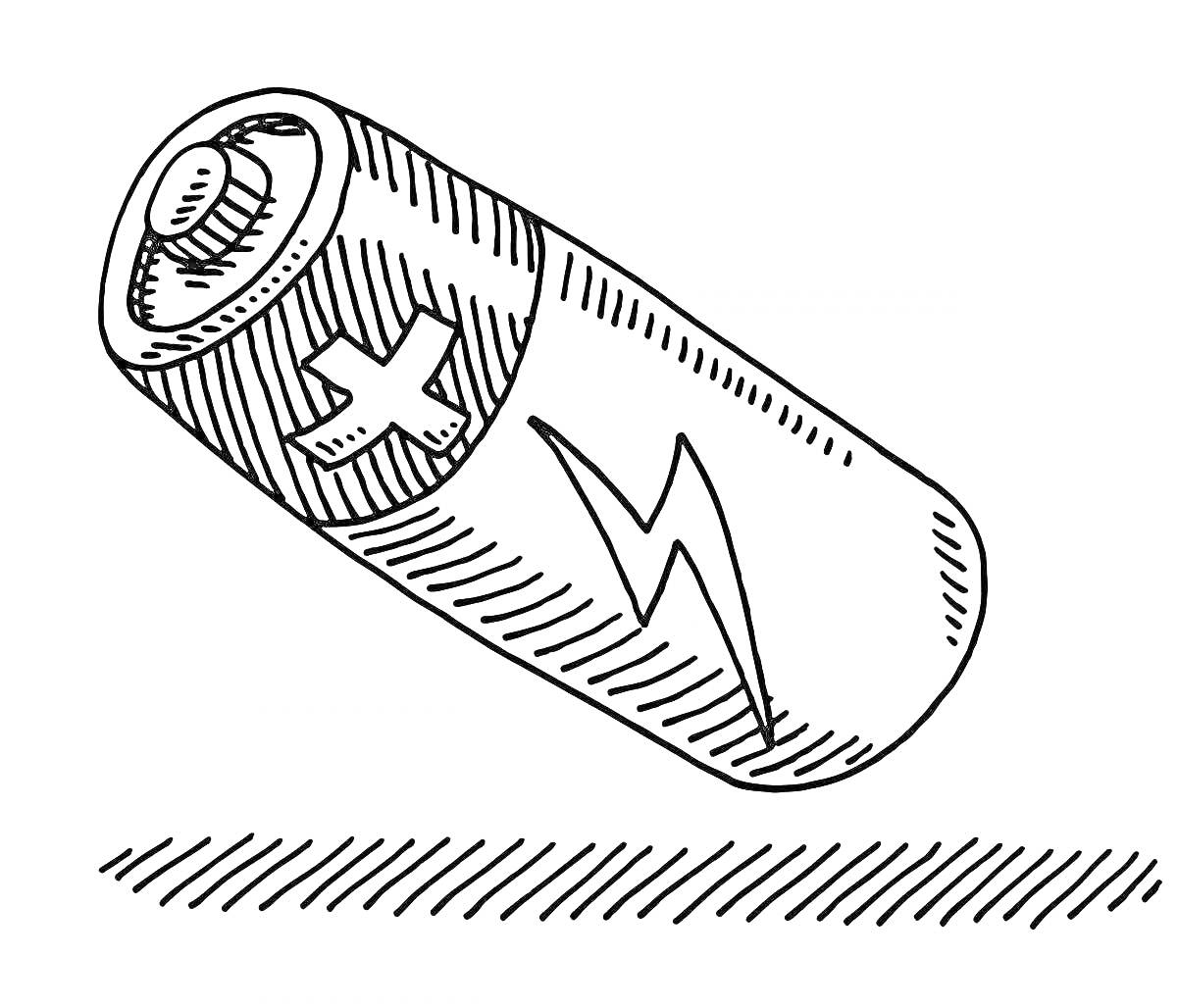 Раскраска Батарейка с плюсовым знаком и молнией
