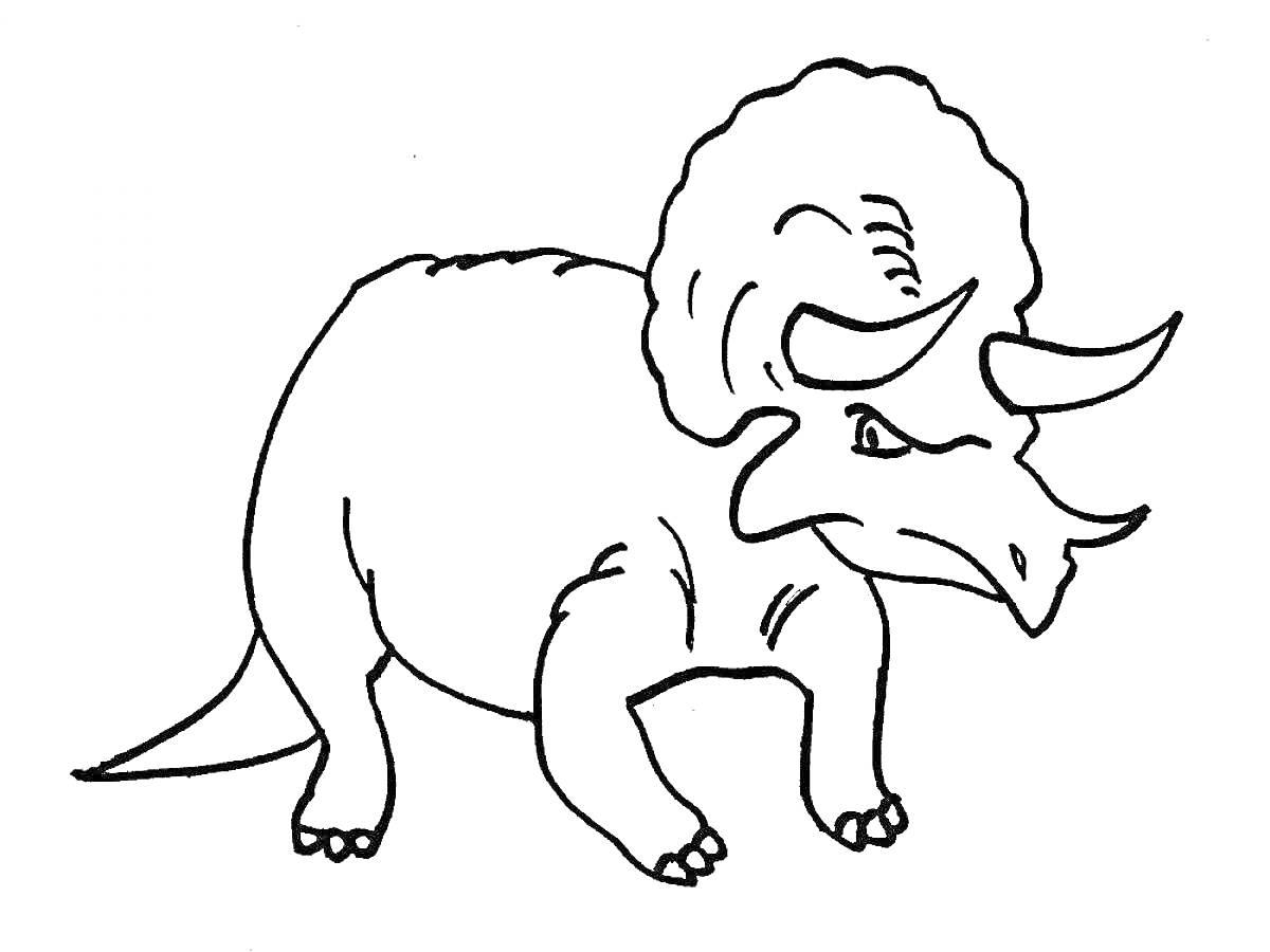 На раскраске изображено: Динозавр, Трицератопс, Для детей, Древние животные