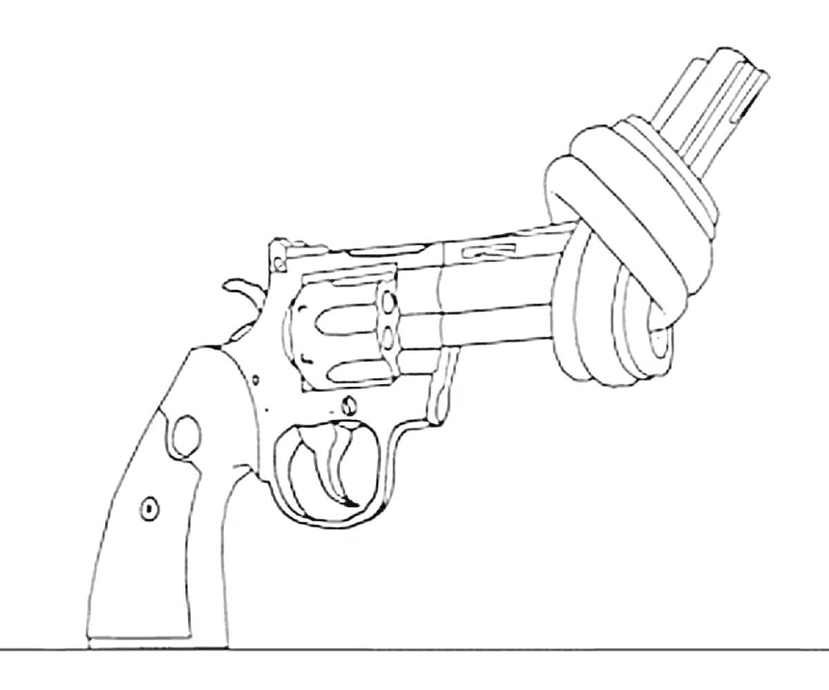 Раскраска револьвер с узлом на дуле