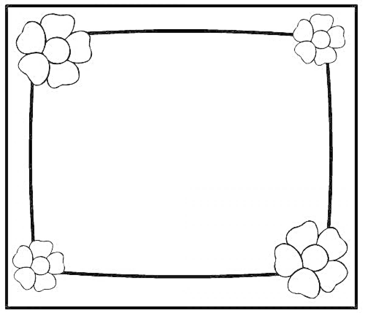 Раскраска рамка с четырьмя цветами по углам