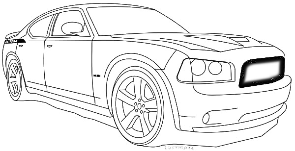 На раскраске изображено: Додж, Спорткар, Транспорт, Колёса, Кузов, Авто, Контурные рисунки