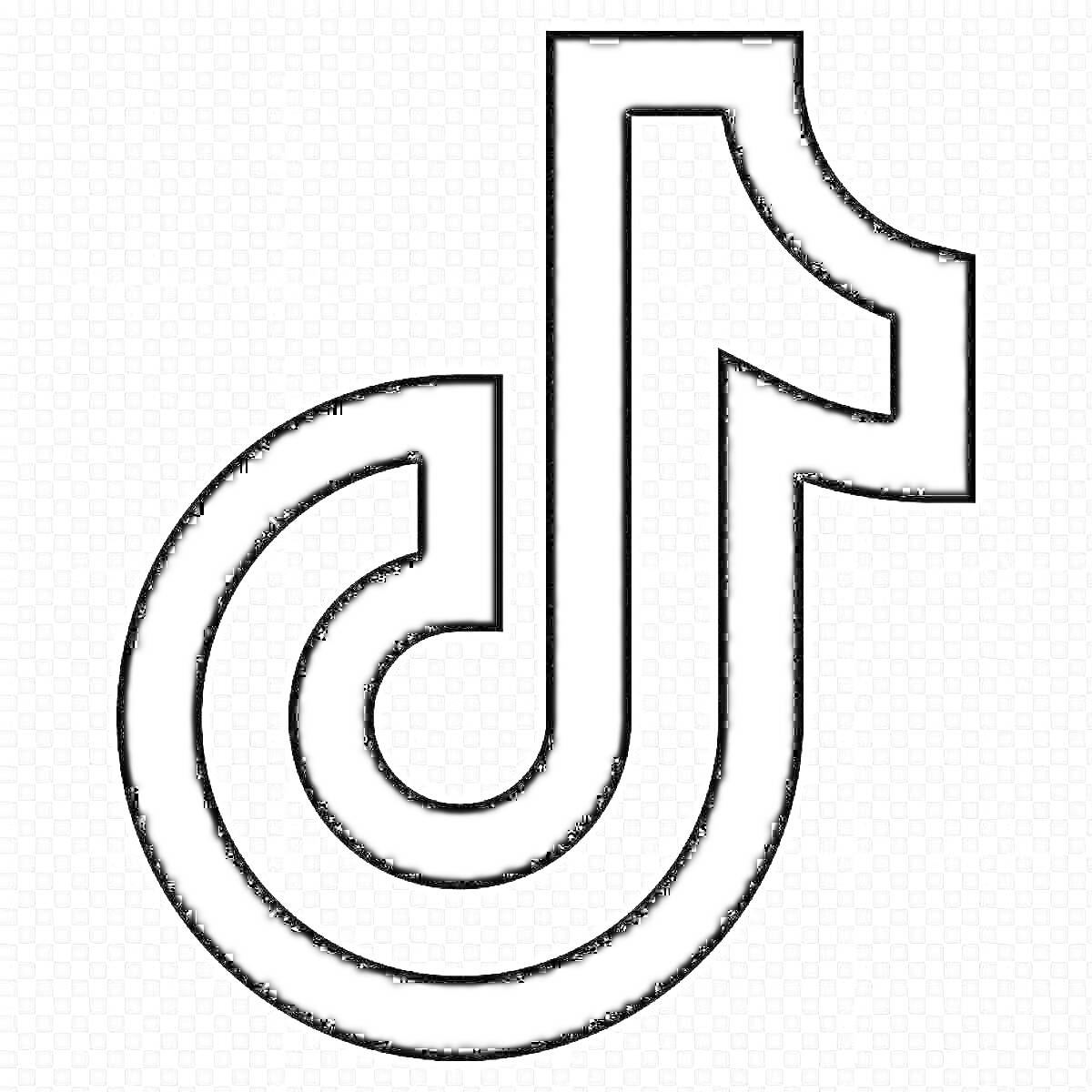 Раскраска Логотип TikTok в виде черного контура ноты на прозрачном фоне