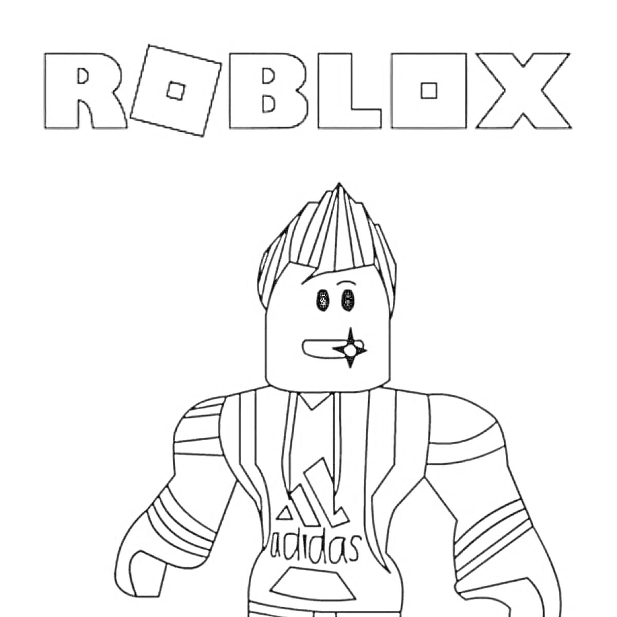 Раскраска Роблокс персонаж в спортивной одежде под логотипом 