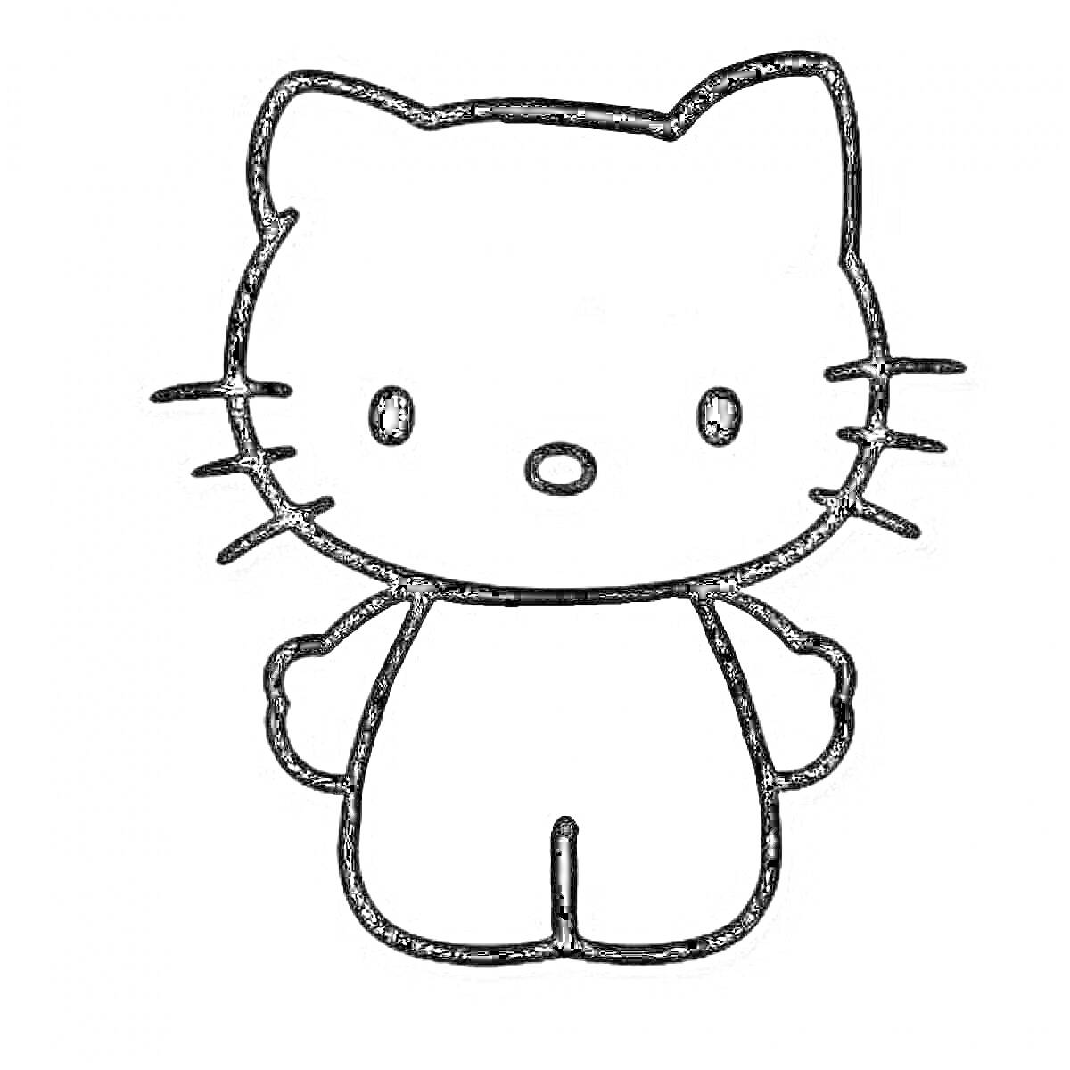 Раскраска Hello Kitty без одежды, стоящая прямо