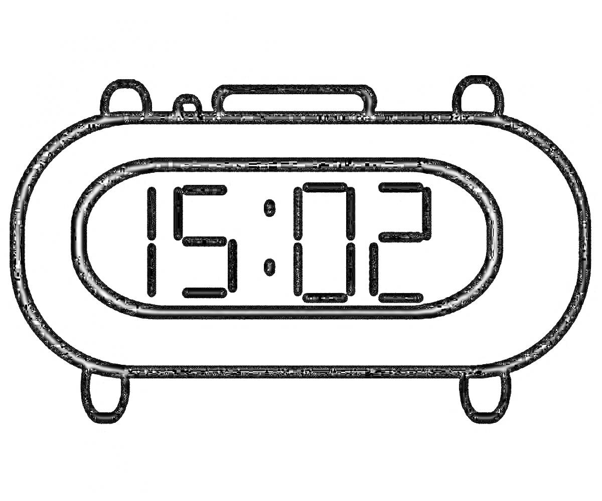 Раскраска Электронные настольные часы, отображающие время 15:02