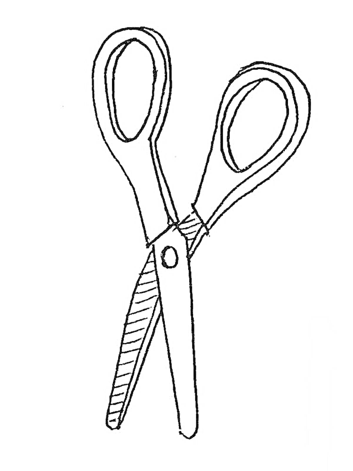 Раскраска Ножницы с двумя ручками и лезвием