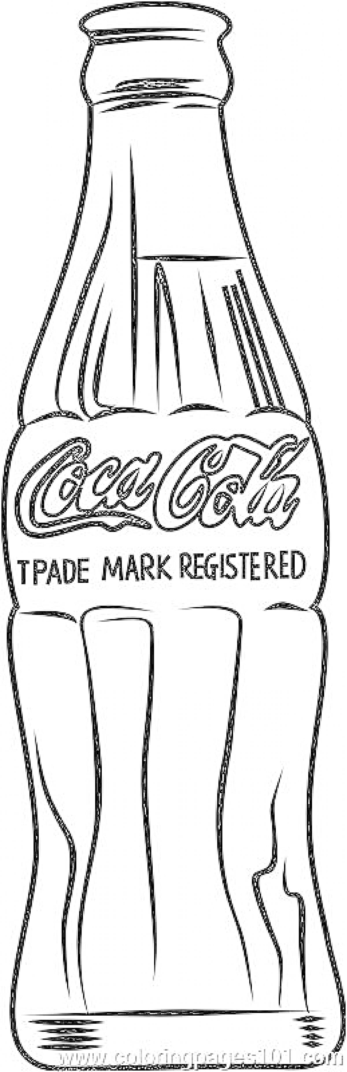 На раскраске изображено: Coca-Cola, Бутылка, Надпись, Газировка, Напиток, Логотипы