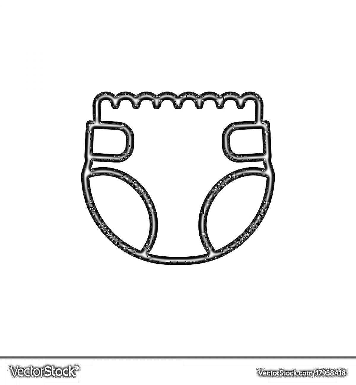 Раскраска Подгузник с липучками и волнообразной верхней частью