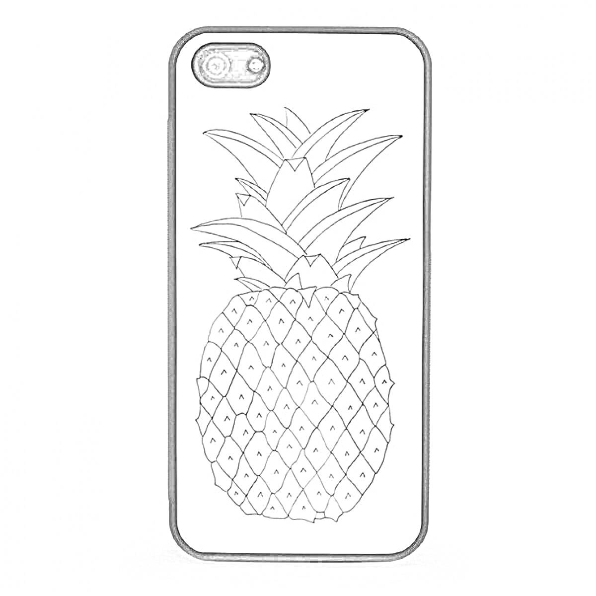 РаскраскаЧехол для айфона с рисунком ананаса