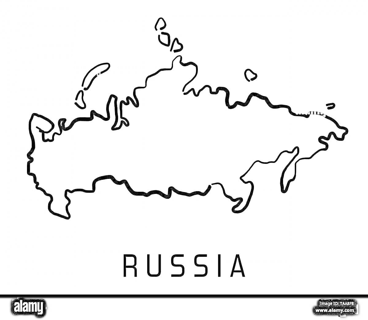 На раскраске изображено: Россия, Контурная карта, Карта, География, Границы