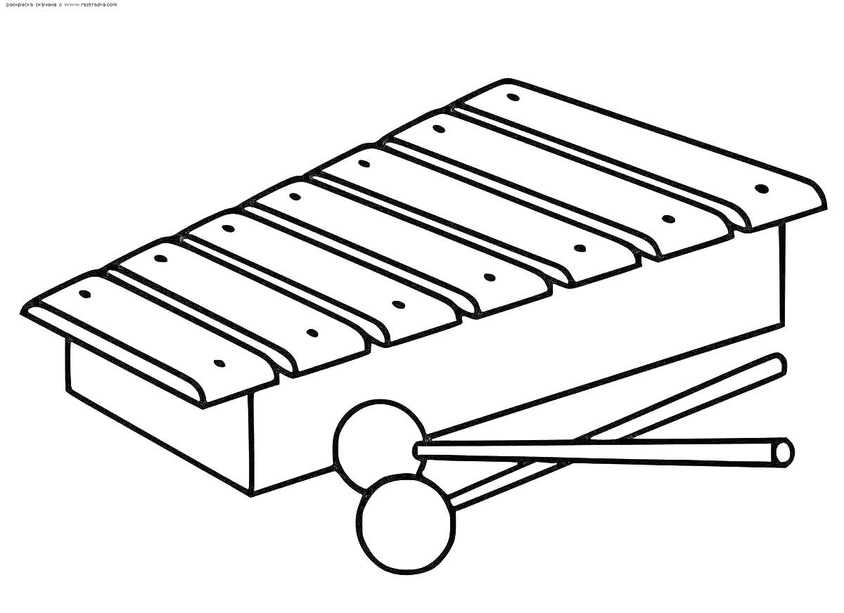 Раскраска Металлофон с палочками