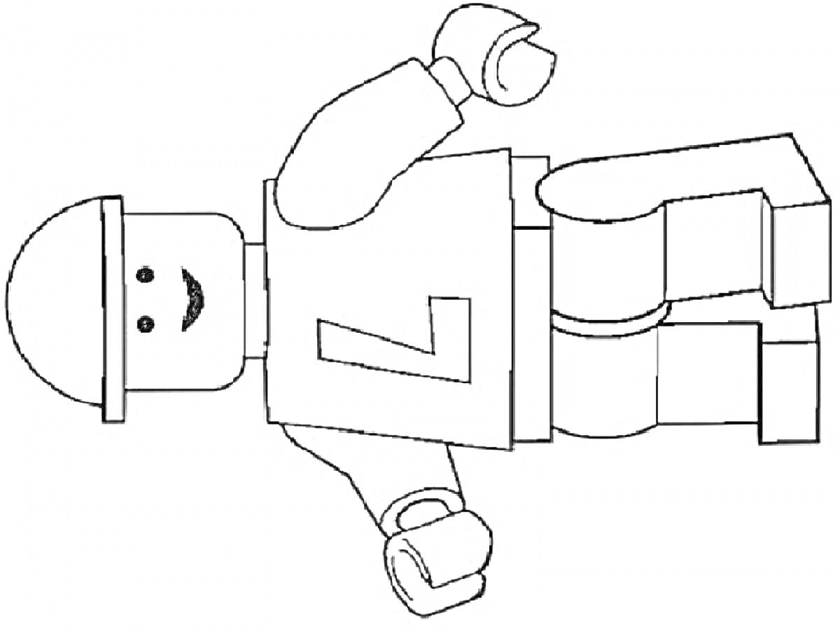На раскраске изображено: Робот, Роблокс, Цифра 1, Улыбка