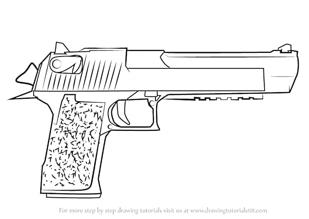 На раскраске изображено: Стендофф 2, Оружие, Пистолет, Desert Eagle, Стрельба