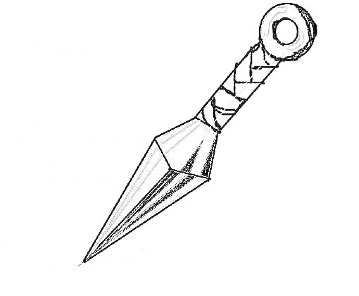 Раскраска Кунай с ручкой, обмотанной лентой