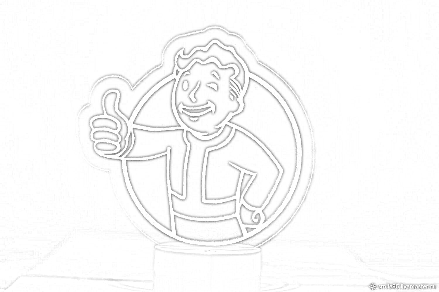 Раскраска Ночник с изображением улыбающегося персонажа, показывающего палец вверх