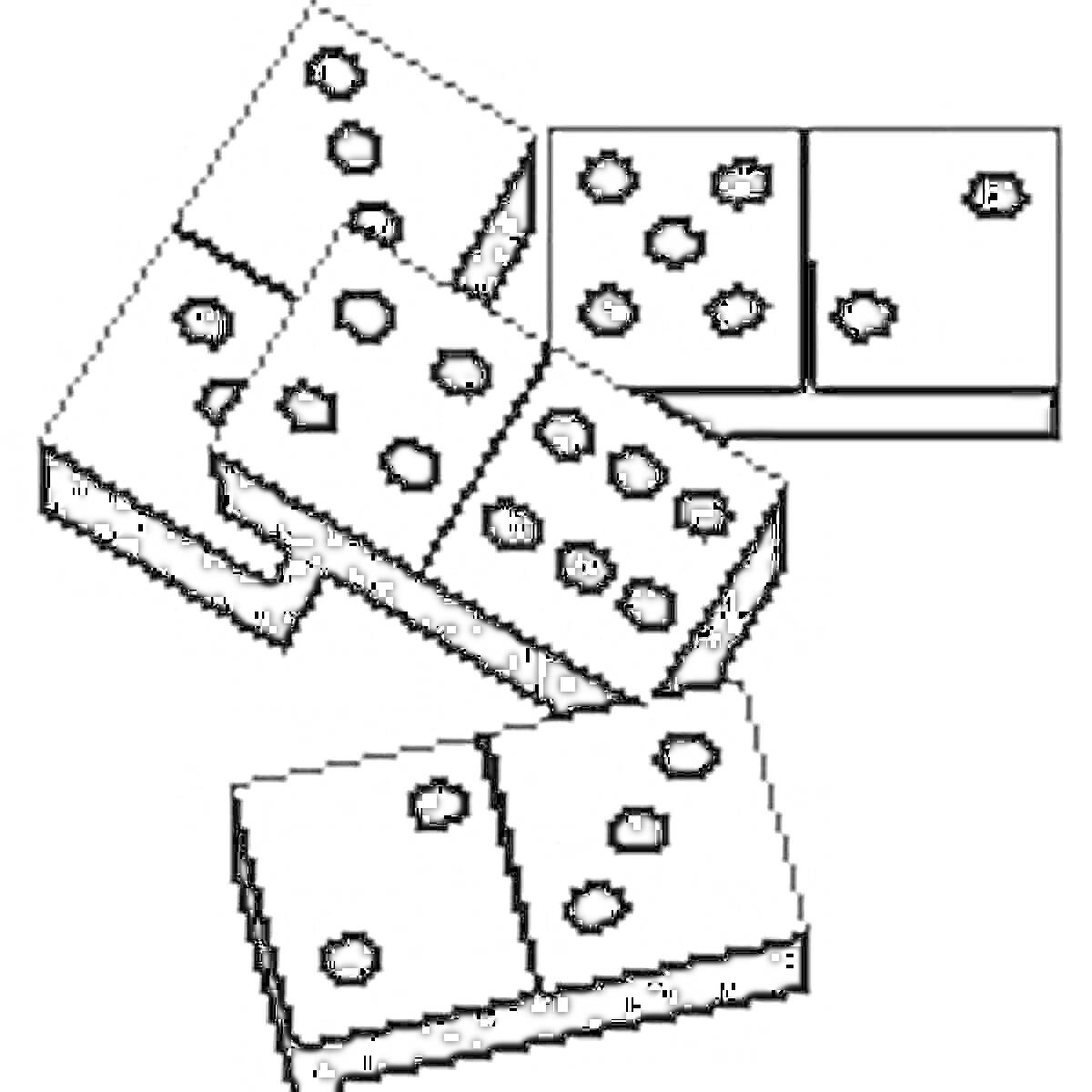 На раскраске изображено: Домино, Точки, Игра