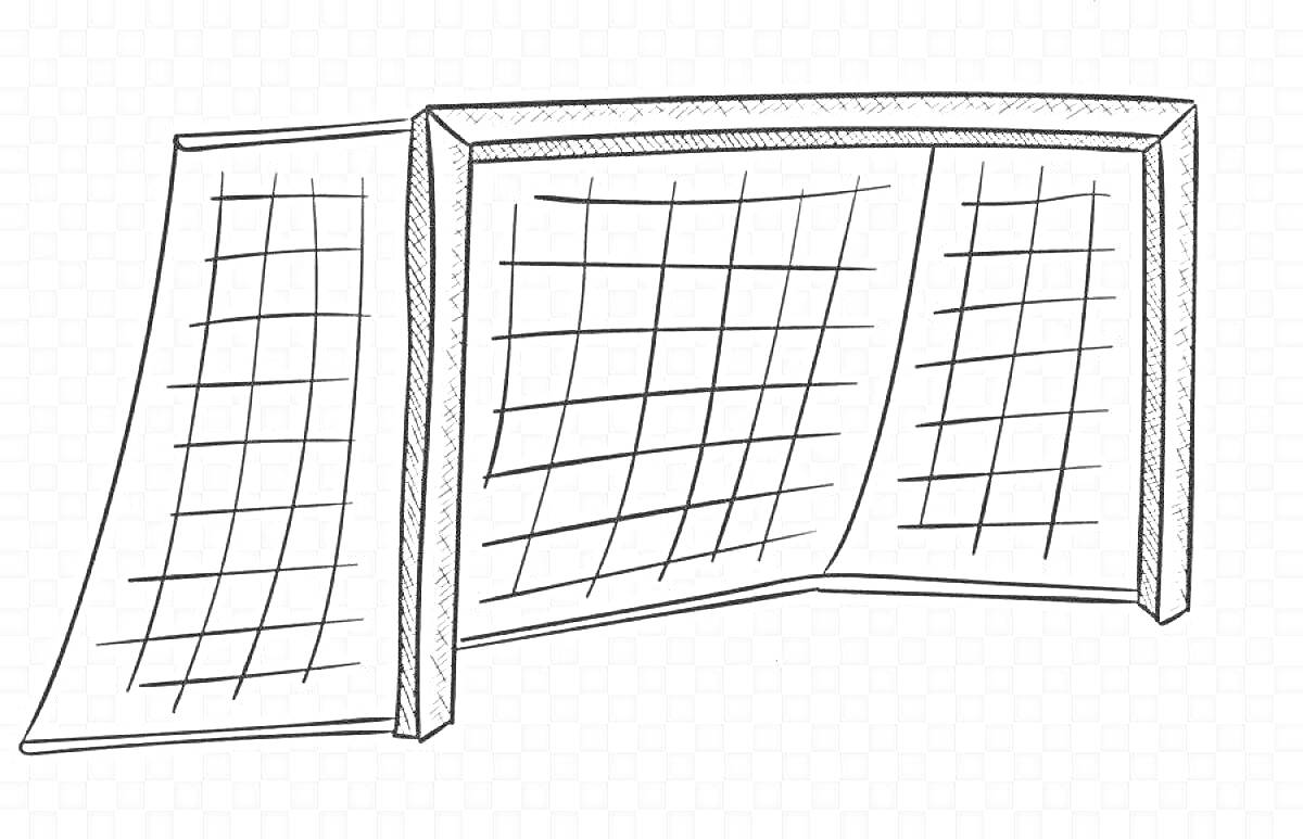 Раскраска Футбольные ворота с сеткой и боковым покрытием
