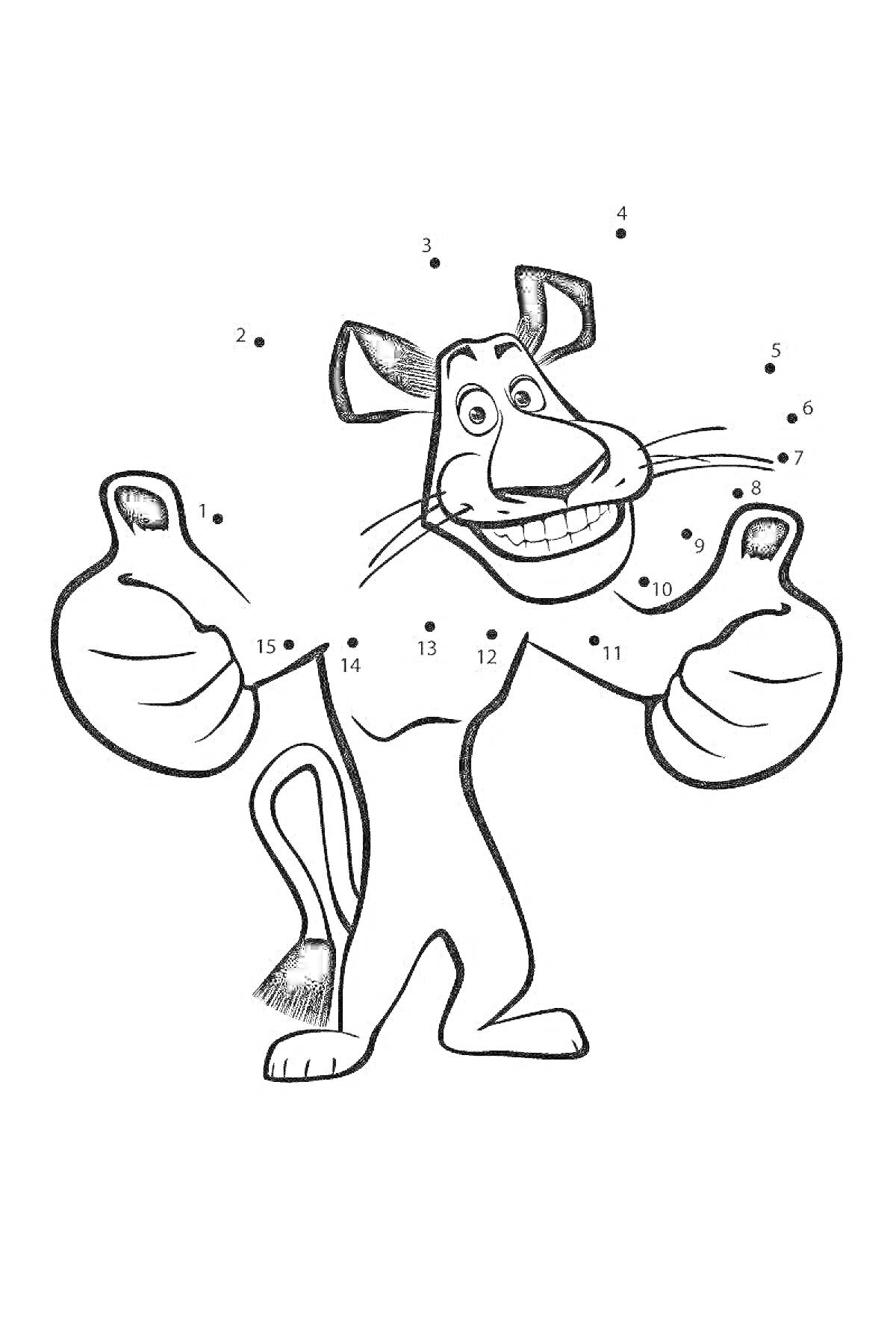 Раскраска Лев с улыбкой и большими пальцами вверх