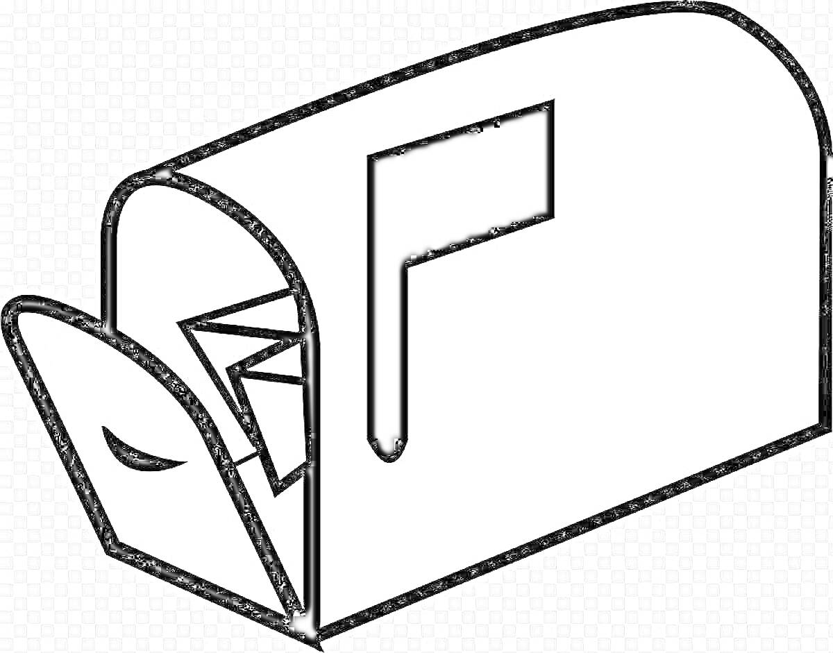 Раскраска Почтовый ящик с открытой дверцей и письмами внутри