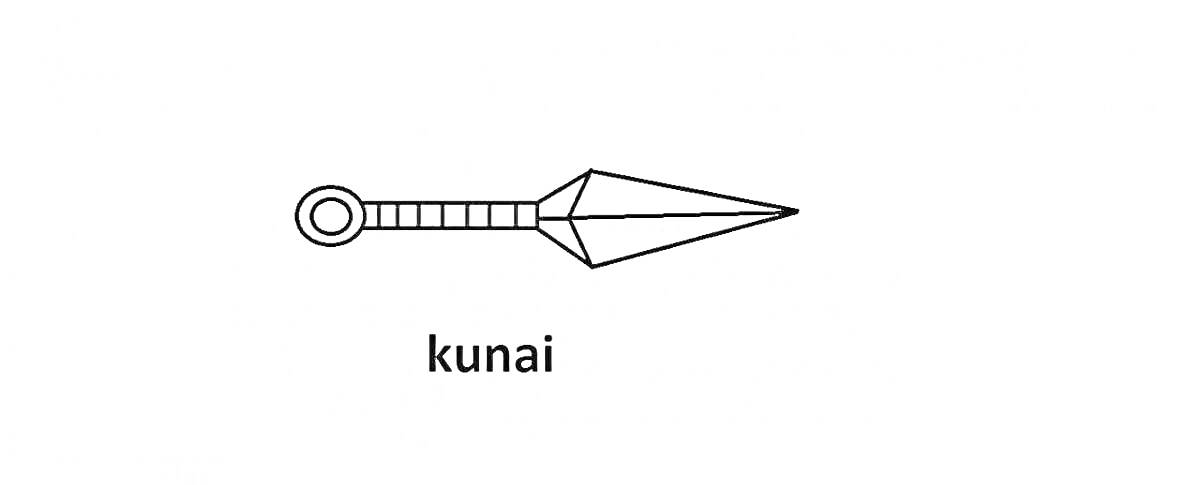 На раскраске изображено: Кунай, Оружие, Нож, Метательное оружие, Текст