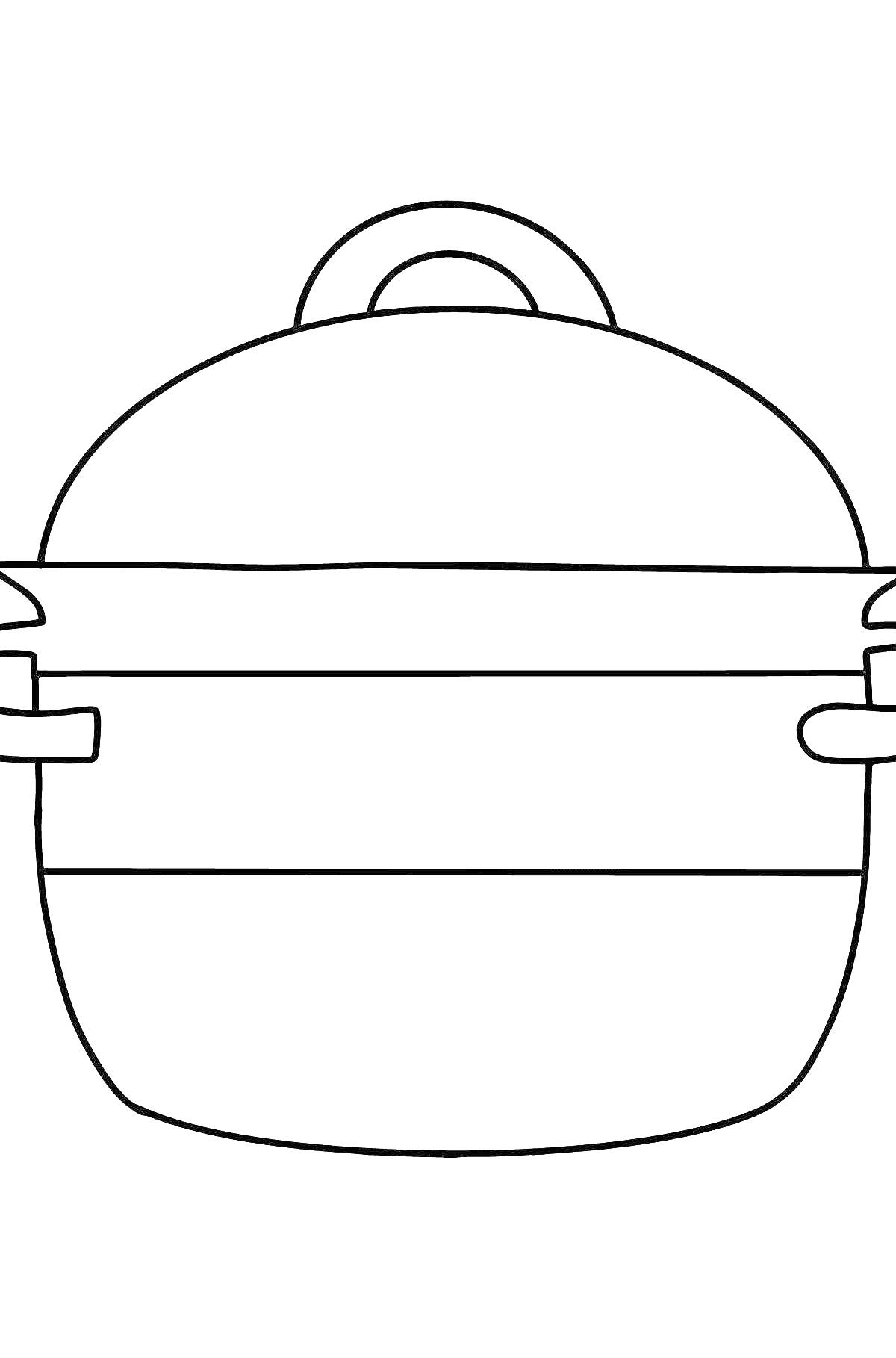Раскраска Кастрюля с крышкой и ручками