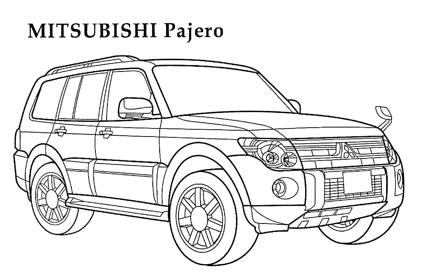 Раскраска Mitsubishi Pajero на фоне белого листа