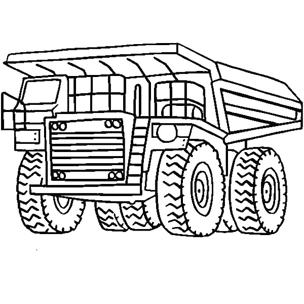 Раскраска Белаз грузовик с большими колесами и кузовом
