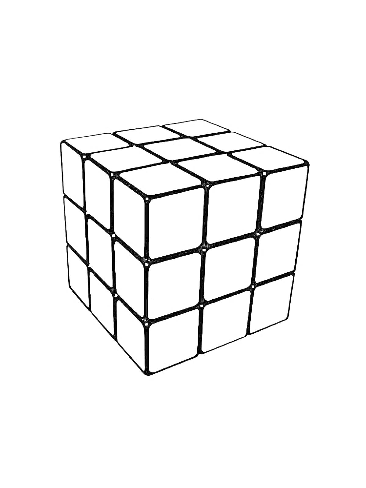 Раскраска Кубик Рубика с пустыми ячейками для раскрашивания